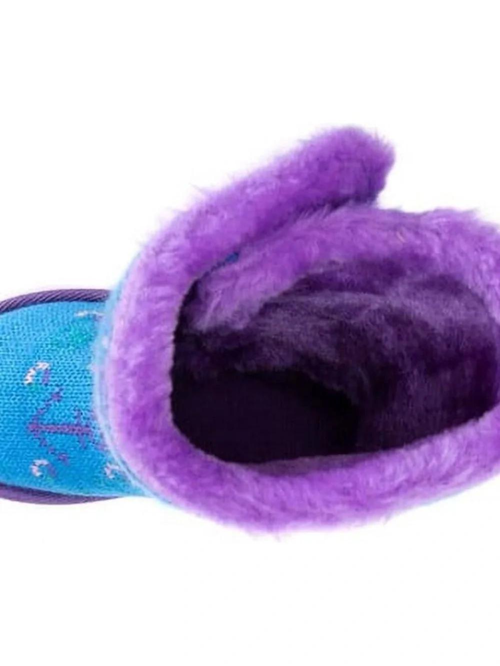 Kids Original Mukluks Blue and Purple Button-Up Winter Boots with Mermaid Design